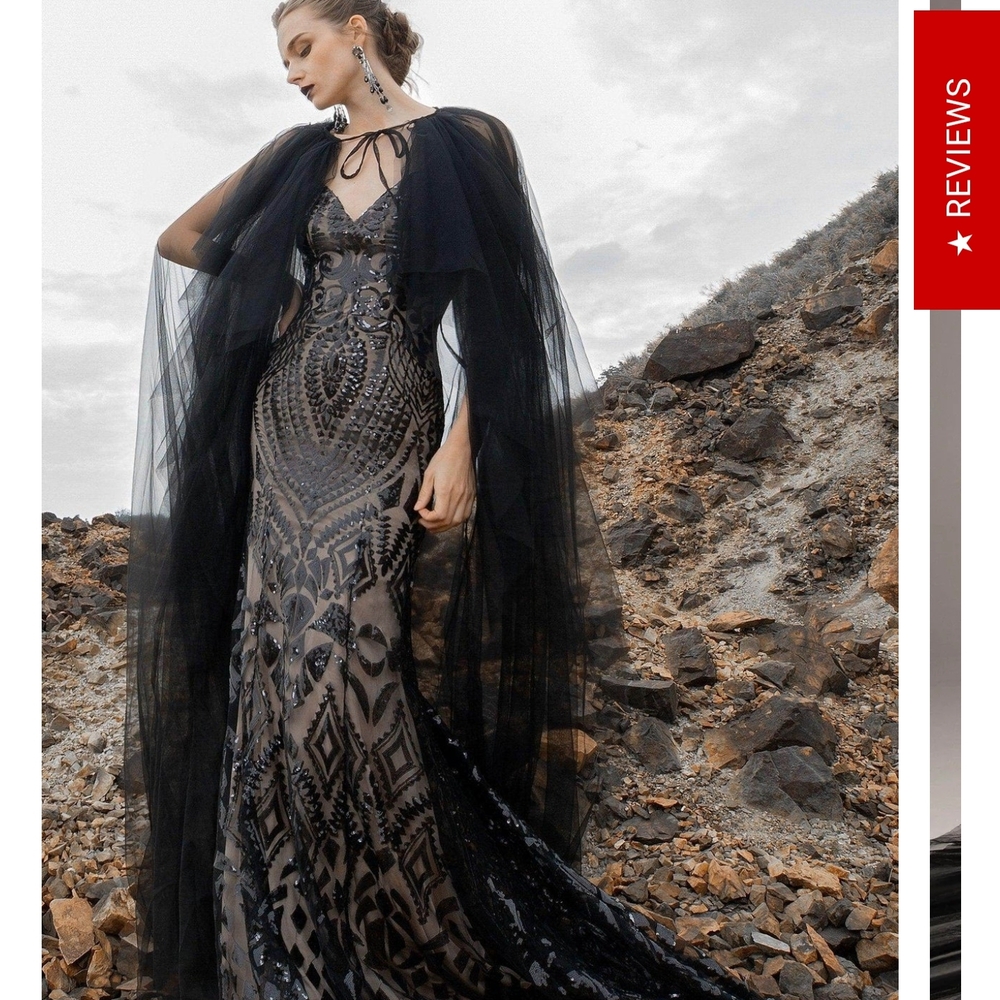 Sophisticated Black Lace Wedding Dress